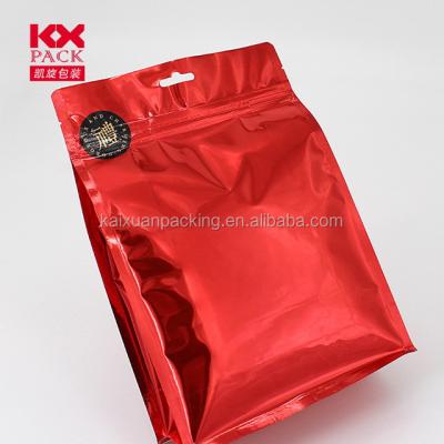 China Disposable Red Printed Plastic Packaging Pouch With Flat Bottom For Tea Packaging for sale