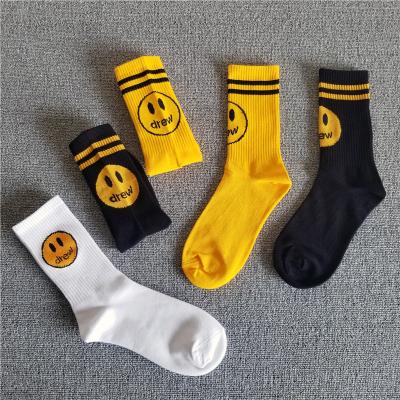 China Disposable Professional Unisex Casual Skateboard Bangs Smiley Face Street Sport Socks for sale