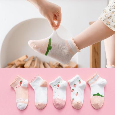 China New QUICK DRY Kids Socks Combed Cotton Boys Girls Strawberry Mesh Baby Thin Cartoon Cute Baby Socks for sale