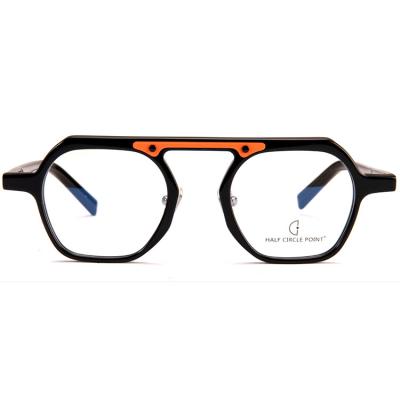 China Myopic Frame Polygon Frame HP304 New Color Fashion Laminated Acetate Round Frame Glasses for sale