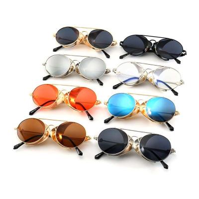 China Sunglasses 2022 New Pilot Vintage Punk Sunglasses Round Retro Shape Men Women Sun Glass Shades for sale