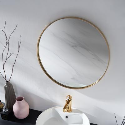 China Hand Made Gold Round Mirror For Vanity Dressing Bathroom for sale