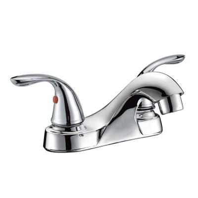 China Thermostatic Faucets Deck Mounted Double Handle Bathroom Sink Mixer Water Tap Faucet for sale