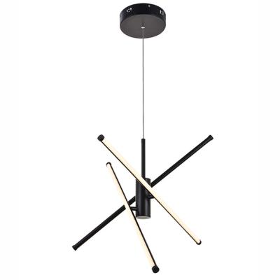 China Postmodern Modern Linear Lighting Minimalist Lighting Black LED Pendant Lamp Chandelier For Household Lighting Living Room Contemporary 120 for sale