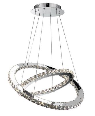 China Modern Modern Living Room Led Ring Pendant Light Crystal Round Chandelier for sale