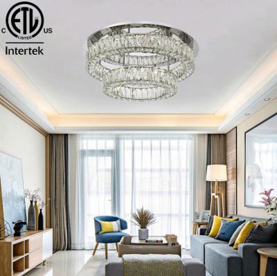 China New Outdoor Mounted Modern Crystal Led Ceiling Light Chandelier Round Clear Crystal Ceiling Lamp Fixture For Hotel for sale