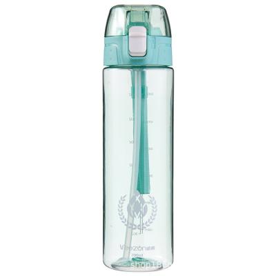 China Sustainable Portable PP PC 600ml 700ml Plastic Water Bottle With Silicone Straw for sale