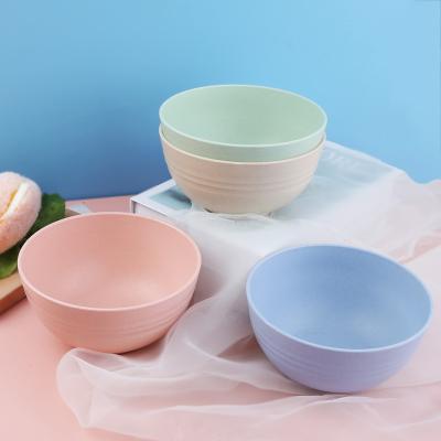 China Amazon Hot Stocked Wheat Straw Dish Bowl Eco Friendly Colorful Plastic Set for sale