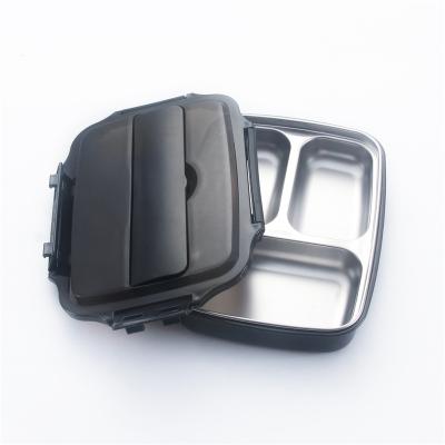 China Freshness Preservation 3 Compartments Portable Food Grade SUS 304 Plastic Stainless Steel Bento Lunch Box for sale