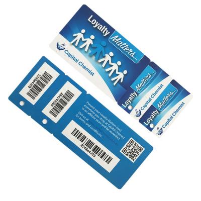 China Club/Advertising/School Customize Printing QR Code PVC Loyalty Key Tags 2 in 1 Snap Off Plastic Combo Card for sale