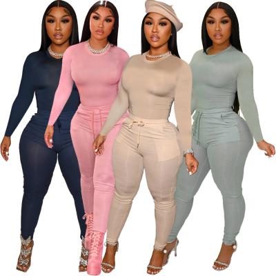 China Wholesale High Quality Solid Color Winter Drop Set Sweatsuit Anti-Wrinkle Ladies Women Two Piece Set Casual Sweatsuit Long Sleeve for sale