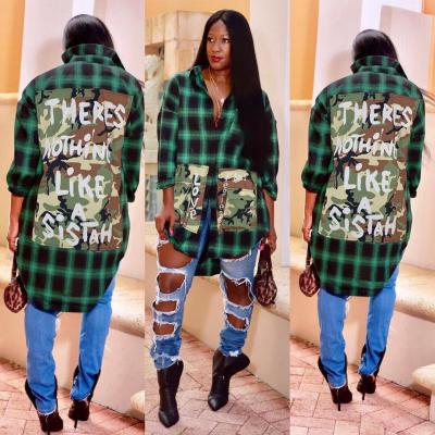 China 2021 autumn/winter casual women's blouses anti-shrinkage short front and long back plaid blouses and tops for sale