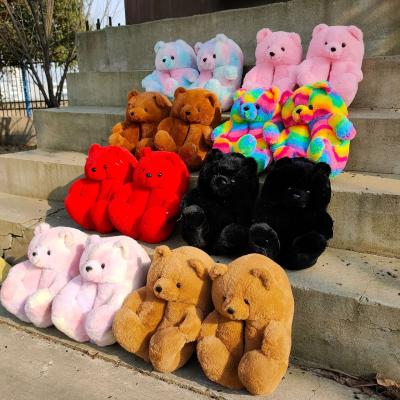 China Custom Fashion Anti-skid Winter Cotton Ladies Cute Bear House Bedroom Women Girls Fur Shoes Slips Slippers for sale