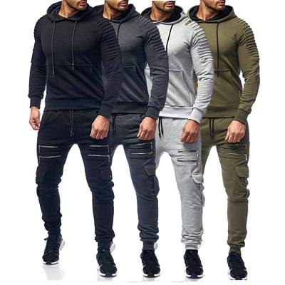 China Anti-UV Custom Slim Fit Hoodie Stripe Winter Sweatsuit Mens Winter Logo Casual Two-Piece Outfits Pullover Set In Training And Jogging Wear for sale