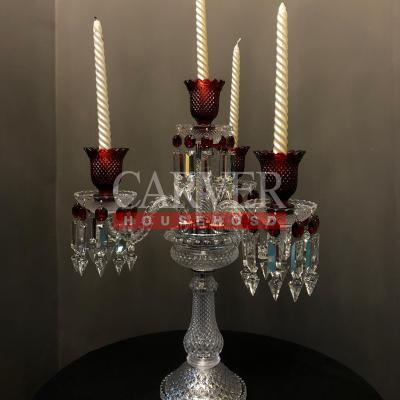 China Decorative Wedding Centerpieces Crystal Clear Quantity Handmade Europe Bridal Shower Birthday Candelabra Weddings Arms Style Red Color 4 pcs for sale