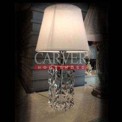 China Modern high quality crystal table lamp with white fabric shade for living room designer table lamp for sale