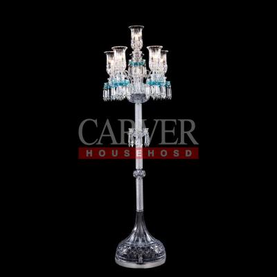 China EUROPEAN high quality floor lamp chandelier floor lamp 6 clean crystal lights for villa and hotel decorative crystal lamp for sale