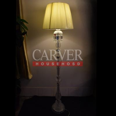 China European style glass floor lamp with clean crystal for villa fabric lampshade floor lamp for designer for sale