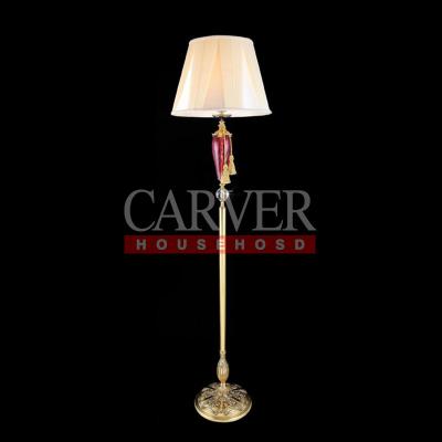 China European high quality floor lamp style room floor lamp for villa glass body lamp with fabric lampshade for sale