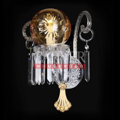 China EUROPEAN High Quality Crystal Wall Light For Living Room Villa Color Glass Arm Chandelier Wall Light Clean for sale