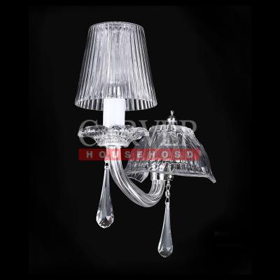 China EUROPEAN high quality crystal wall light with crystal lampshade glass arms clean color for villa for sale