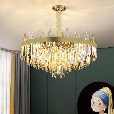 China Beautiful Contemporary Classic Gold K9 Crystal E14 40w Hallway Bedroom Chandelier For Wedding Hall Decor for sale