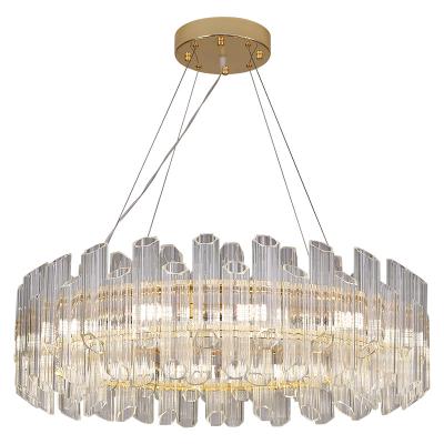 China Luxury High Quality Modern Simple Circle Matt White Decorative k9 Crystal Led Chandelier Pendant Light for sale