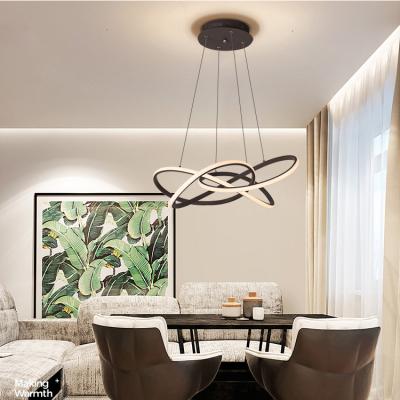 China Northern Europe Contemporary Aluminum Home Ceiling Hanging Ring Chandelier Modern Decorative Led Pendant Light for sale