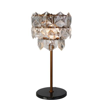 China Residential modern luxury antique bronze art table lamp home decoration glass table lamp for sale