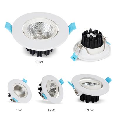 China Free Hot Sale High Performance Strobe New Contracted Circular Down Light Die Casting Aluminum COB 5w 12w 20w 30w Recessed LED Downlights for sale