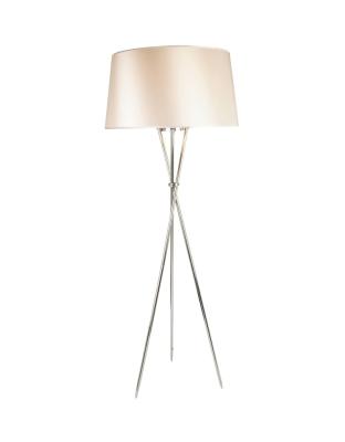 China Residential Home Decoration Fabric Chrome Tripod Floor Lamp For Hotel for sale