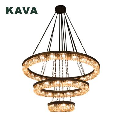 China Modern Creative Customized Restaurant Ring Big Size Modern Golden Chandelier Pendant Light for sale