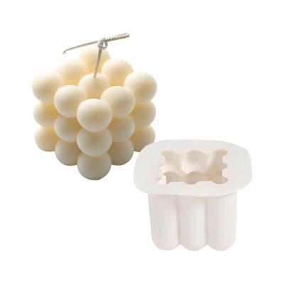 China DIY 3D Small Mini Square Silicone Ball Candle Mousse Cake Bubbler Melting Mold Stocked Making Cube Square Round Shell 2021 for sale