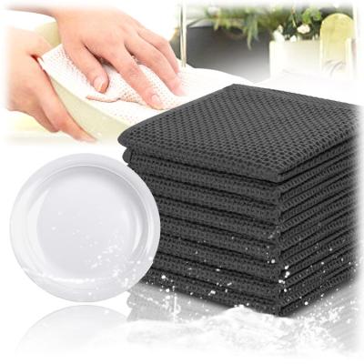 China Supplier New Viable Chinese Fashion Dish Cloth Black Dish Cloths For Dish 100% Cotton Waffle Weave Kitchen Cloth Wash Dish Towel for sale