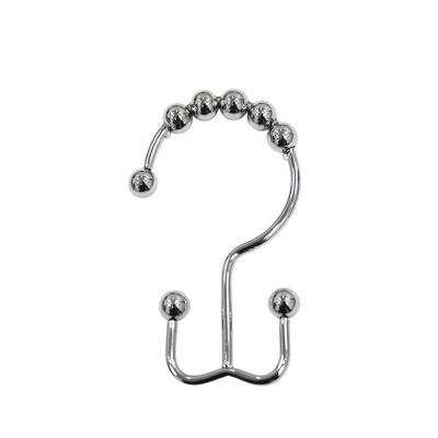 China Anti Rust Double Head Holder Stainless Steel Chrome Shower Curtain Hooks Contemporary Bathroom Accessories for sale