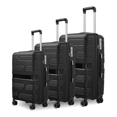 China 2023 New Advanced Long Distance Travel PP Luggage Trolley Suitcase Spinner Wheels Carry On Luggage Set Checked In Bag 20 24 28 Inch for sale