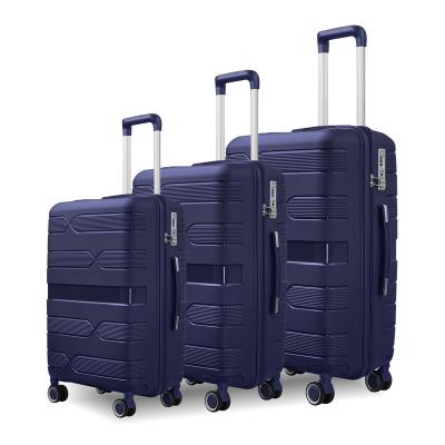 China Travel Good Quality PP Long Distance Luggage Set Hard Shell Luggage Travel Bags Trolley Suitcase Sets Spinner Wheels Carry On for sale