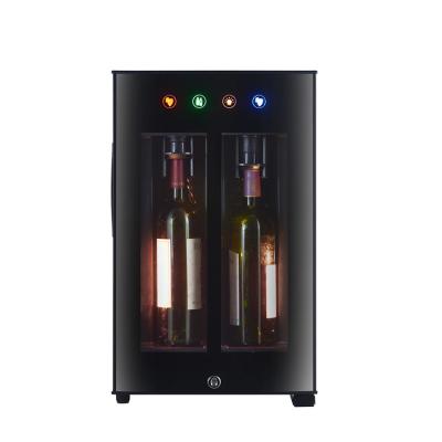 China Hot Selling Electric Hotel Wine Keeper Aerator Dispenser With Single Door Wine Cooler Wood Wrapping Glass Cabinet Mini Black 5-18 for sale