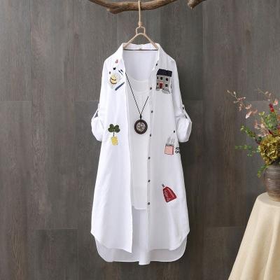 China Breathable Loose Embroidery Cotton Women Shirt Long Sleeve Long Sleeve Plus Size M-3XL White Shirt Blouse Tops Outwear T16613X 1 zu verkaufen