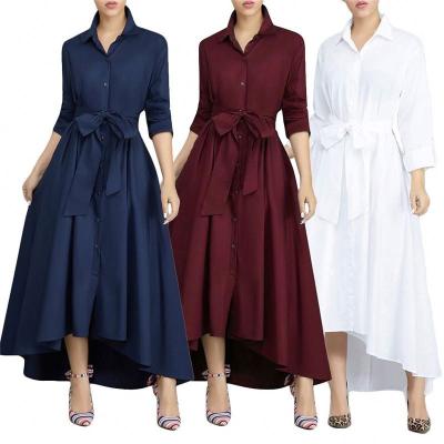 Chine New Style Anti-wrinkle Polyester Button Up Long Sleeve Turn Down Collar Career Shirt Dresses à vendre