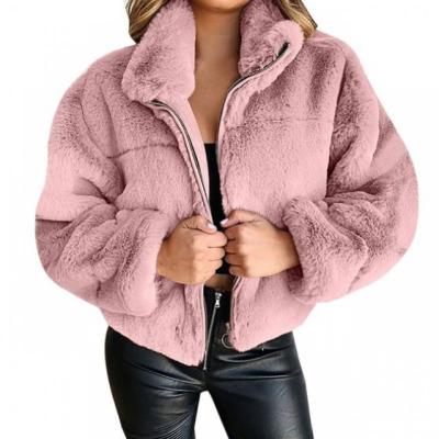 China Autumn Winter Rabbit Fur Women's Warm Coat Imitation Fur Cardigan Breathable Plush Zipper Jacket for sale