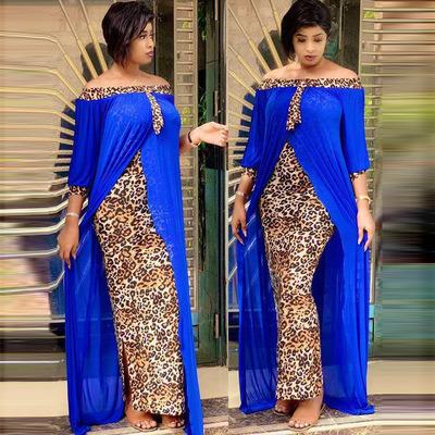 Chine African Fashion Bodycon Leopard Vestidos Women Ethnic Style Sexy Outdoor Loose Breathable Maxi Dress Leisure Patchwork Strapless à vendre