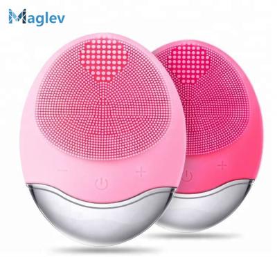 China Branded Logo DEEP CLEANING Wireless Charging Electric Sonic Facial Cleansing Brush Silicone Facial Cleansing Brush Waterproof for sale