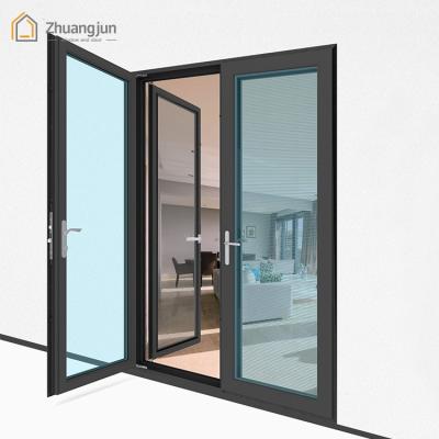 China Double Leaf Double Swing Glass House Aluminum Flush Door for sale