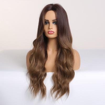 China Fashionable Women Super High Quality Synthetic Heat Resistant Fiber Long Wavy Medium Wave Part Wig for sale