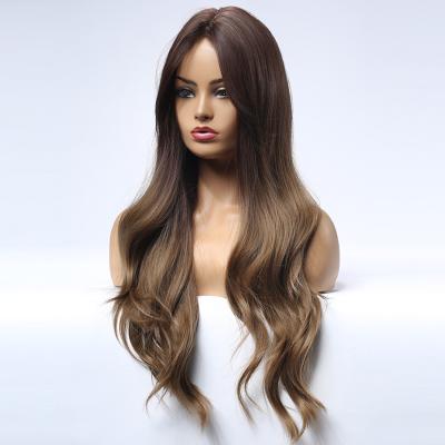 China Hot Selling Body Wave Fashion Ombre Synthetic Wig Big Wave Hairstyle For Women And Lady Gradient Color Wig for sale