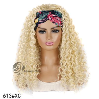 China 2021 Hot Fashion Silky Straight Wave Synthetic Afro Jerry Curl Headband Wig Kinky Curly In Stock Factory Direct Sale For Black Women for sale