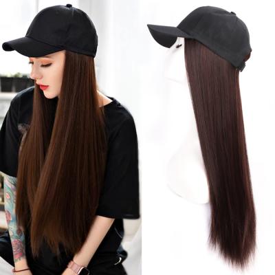 China Fashional Home Fashional Long Hot Sale High Quality Synthetic Straight Ready Silky Straight Hair Hand Wave Fast Shipping Hat With Wig for sale