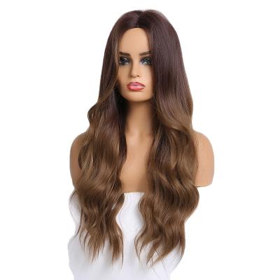 China Fashionable Women Super High Quality Synthetic Heat Resistant Fiber Long Wave Part Wig Luxefame Medium Wavy Hair Wigs for sale