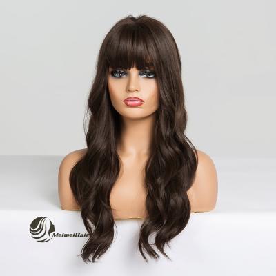 China Cheap High Quality Meiwei Haie Water Wave Synthetic Wigs With Black Color Lowest Price Long Body Wave Factory Direct Sale for sale